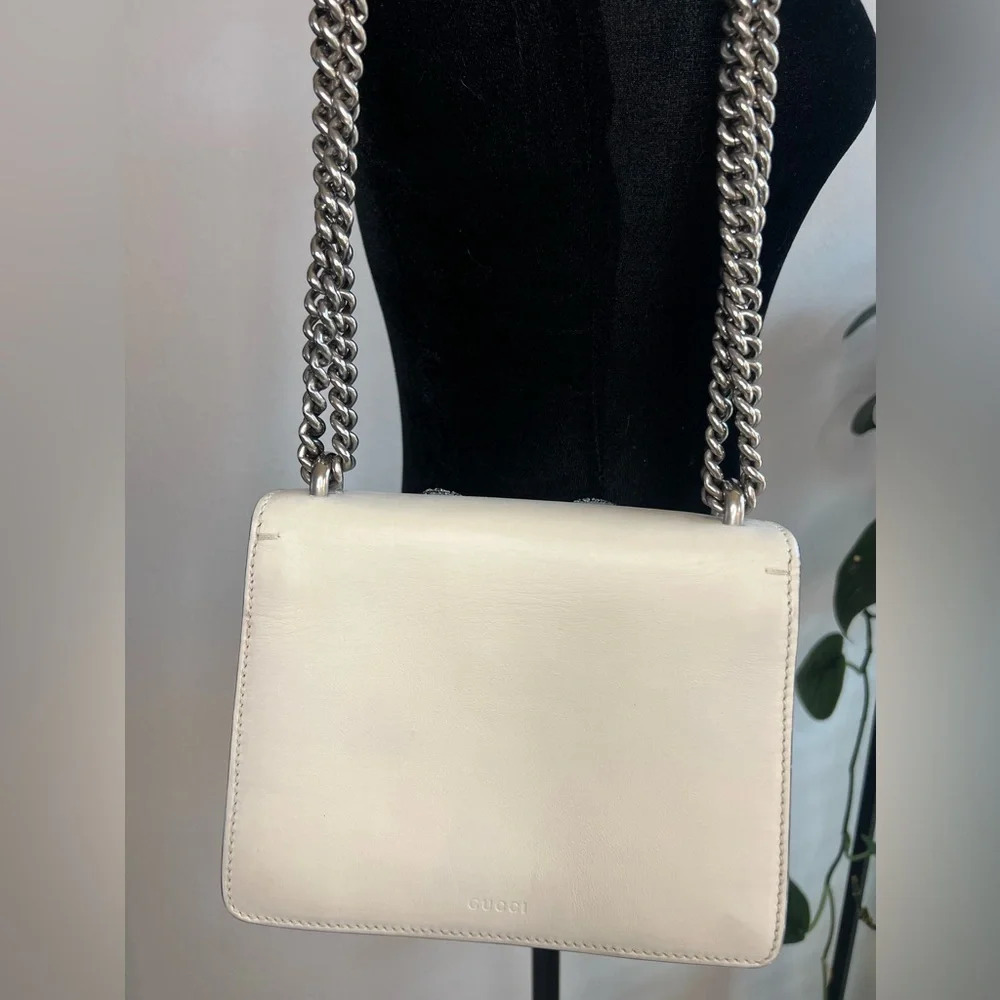 GUCCI Calfskin Crystal Snake Embroidered Dionysus Shoulder Bag White Red Blue - Picture 4 of 16